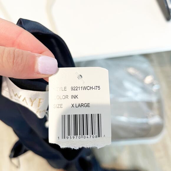 WAYF Halter Neck Sleeveless Slit Maxi Formal Gown Navy Blue XL - Picture 5 of 11